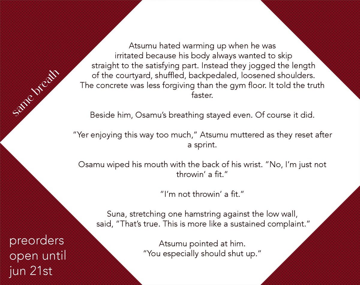 hqteamzines's tweet photo. 🏮 ZINE PREVIEW 🏮

Today's writing features @Polymerre's fic in the Inarizaki zine, along with lots of other great content by our team! Grab a copy before June 21.

🛒 https://t.co/aDwO6SU8Xv https://t.co/fP3WJpkRqc