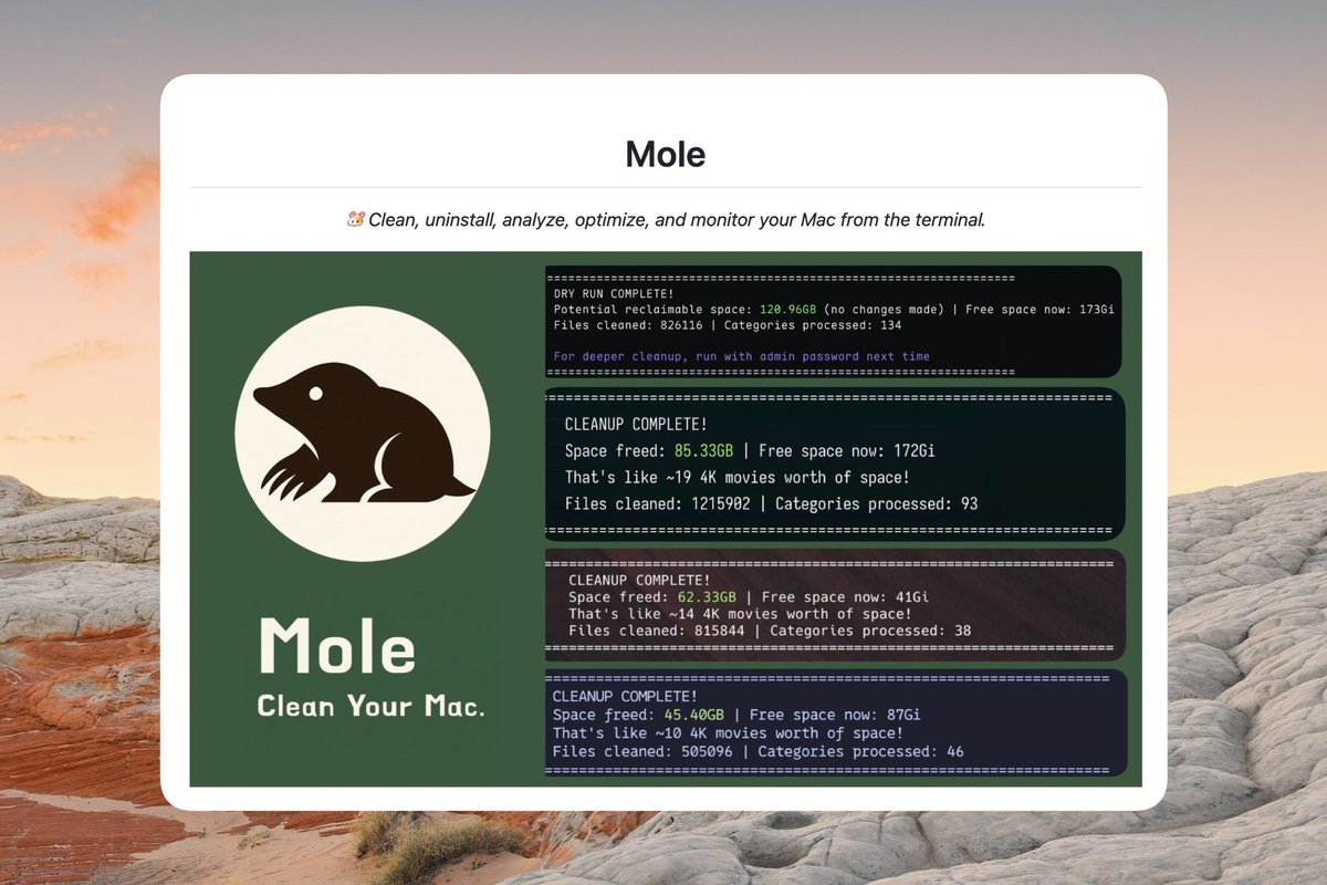 Mole CLI v1.39.1 🦊 released, deep clean gets smarter and safer.

mo clean: Trash empties without th...