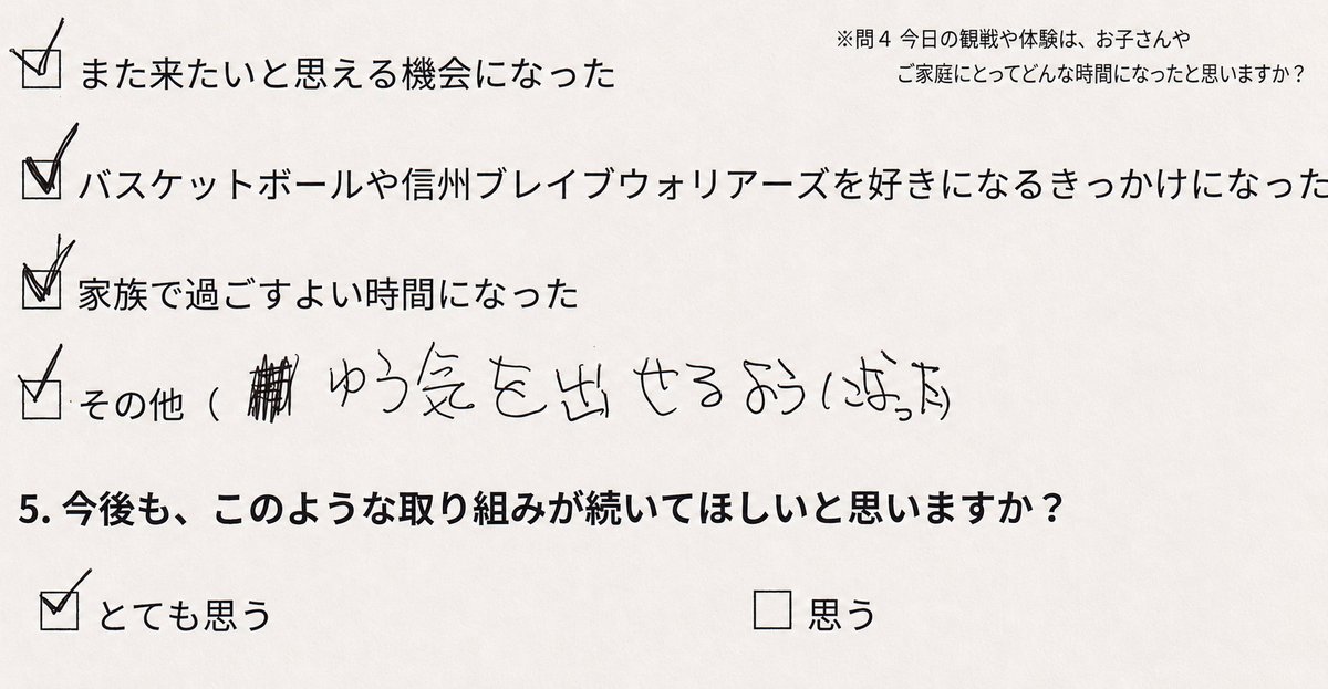 npoenmaru's tweet photo. 信州ブレイブウォリアーズのホームゲーム会場での応援が、子どもたちの観戦体験につながりました。
ブースターの皆さま、関係者の皆さま、ありがとうございました。
来シーズンも、この流れを皆さまと一緒に育てていきたいと思います。
https://t.co/v860Pp5KDJ
#信州ブレイブウォリアーズ
#Bリーグ https://t.co/LDJky7FyRA