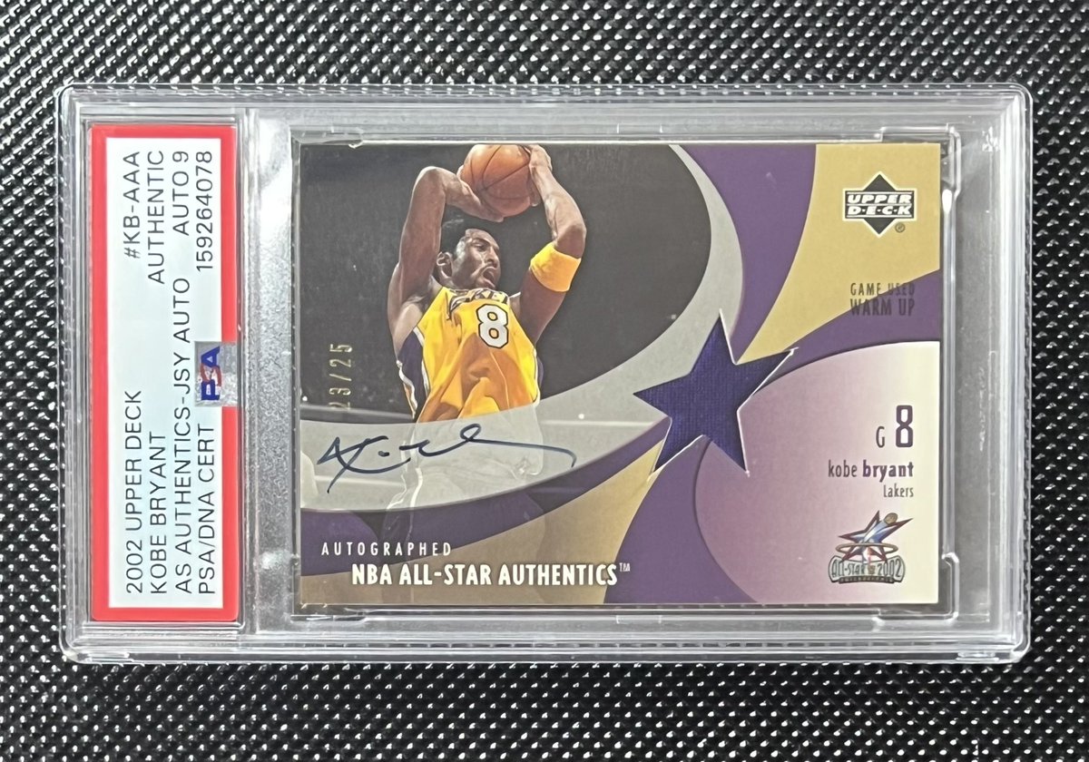 NoHoldsCards's tweet photo. LAST CARD UP! 🐍 

KOBE 2002 ALL STAR AUTHENTICS PATCH AUTO /25 

$6500

Just two Authentics and one PSA 7 as the Pop
Hasn’t sold in close to a year 
Patch is Warm Up from 2002 All Star Game

#NOHOLDSALE🐻 https://t.co/4IoPVHZjwQ