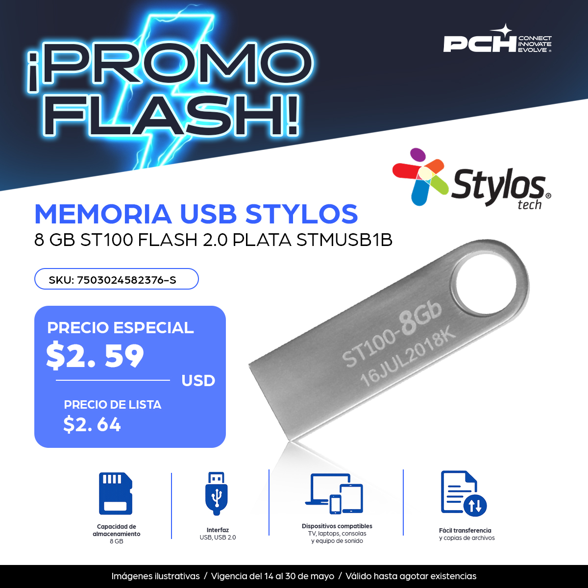 PCH_Connect's tweet photo. ⚡️ #PromoFlash | Guarda y transporta los archivos de forma segura con las memorias USB @StylosTech de 8GB, 16GB y 32GB.

Aprovecha aquí la promoción⬇️
https://t.co/SYJaT66tUI https://t.co/Cvp7MpKsfu