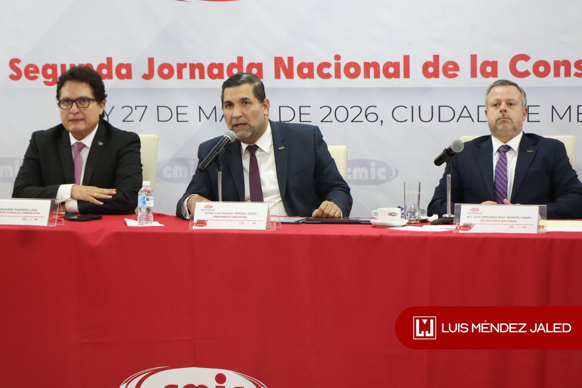 lmendezjaled's tweet photo. Encabecé la sesión de trabajo de nuestro Consejo Directivo 2026–2027 para revisar los temas prioritarios de la industria y definir las acciones estratégicas que marcarán el rumbo en favor de la infraestructura y el desarrollo de México. https://t.co/UmJnLhNM48