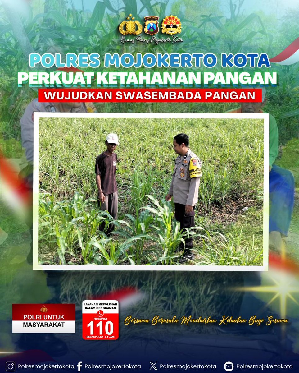 DawarHumas's tweet photo. Polres Mojokerto Kota Berkomitmen Berperan Aktif Mendukung Program Asta Cita Presiden RI Dengan Memperkuat Ketahanan Pangan Untuk Mewujudkan Swasembada Pangan

#Swasembadapangan
#swassembadajagung
#polisicintapetani
#ketahananpangan
#astacitapresiden https://t.co/w9cwXzCnsG