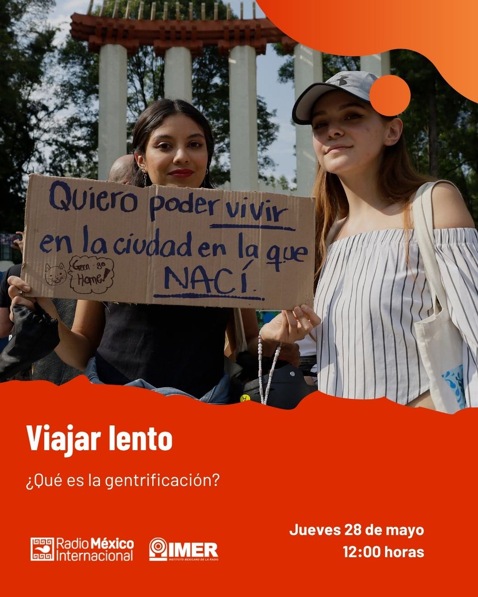 rmiimer's tweet photo. 🌎🎶 Viajar lento

Hoy al mediodía Felipe Castillo hablará del proceso de gentrificación,  ¿Cómo se vive en México? ¿Es posible combatir sus efectos?

🔴 Escucha en vivo en: https://t.co/fJEEcC8YPM

🗓️ Retransmisión: Lunes, 22:00 horas https://t.co/X3Yye3s2oG