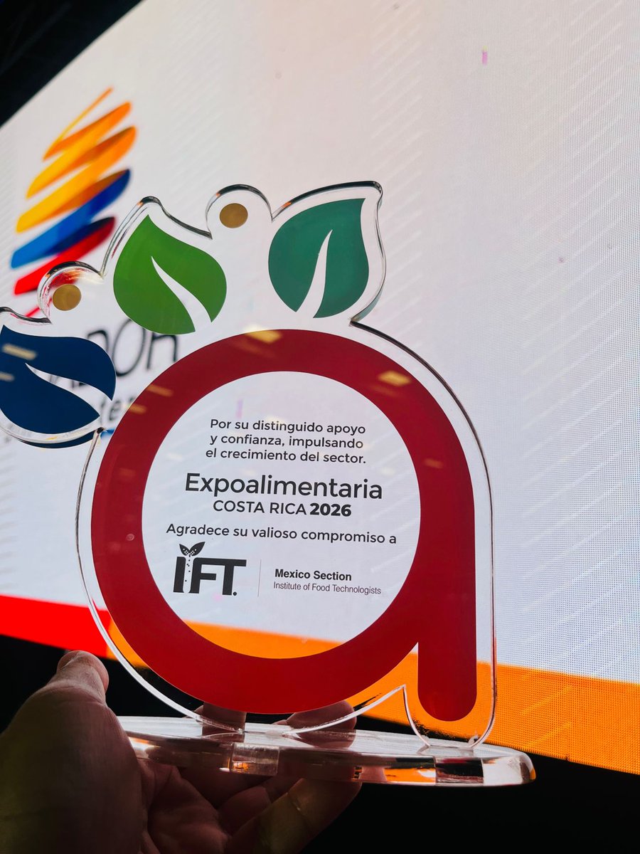 IFT's tweet photo. Great to see the IFT Mexico Section recognized at Expo Alimentaria Costa Rica 2026 for its work advancing food science and innovation across Latin America. 🌎👏

Through partnerships, collaboration, and a shared commitment to science, the section continues to create opportunities to connect the region’s food science community and support innovation across the food system.

We love seeing the growing impact of IFT communities around the world. 😍

#FoodScience #FoodInnovation #LatinAmerica #FoodTechnology #Innovation