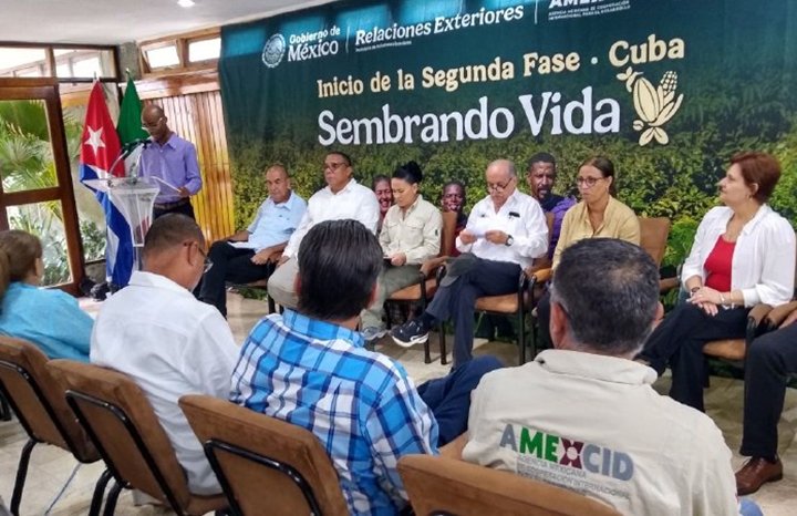 ACN_Cuba's tweet photo. 👨‍🌾🇨🇺 | Se beneficiarán dos mil productores guantanameros con proyecto mexicano

🌱 Por primera vez, Guantánamo se suma a "Sembrando vida"
🤝 Cooperación Cuba-México que transforma el campo:
✅ 2 mil productores de 5 municipios
✅ Segunda fase del proyecto bilateral

#ACNreporta https://t.co/jQp0TjgmPf