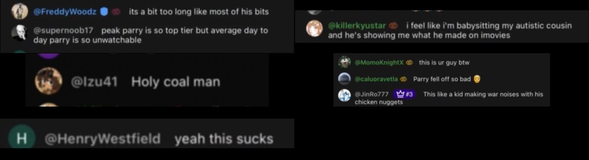 NotChronicSonic's tweet photo. 🚨 SECONDHAND EMBARRASSMENT 🚨

Parry begged Kuihman to watch a clip of him because he thought it was “super hilarious and epic.”  

Kuihman watched half of it, cringed, and went:

“it’s not hitting”

Even chat was cringing.

Did Parry lose all his charm after running from Aiden? https://t.co/YlnP0FYmBQ