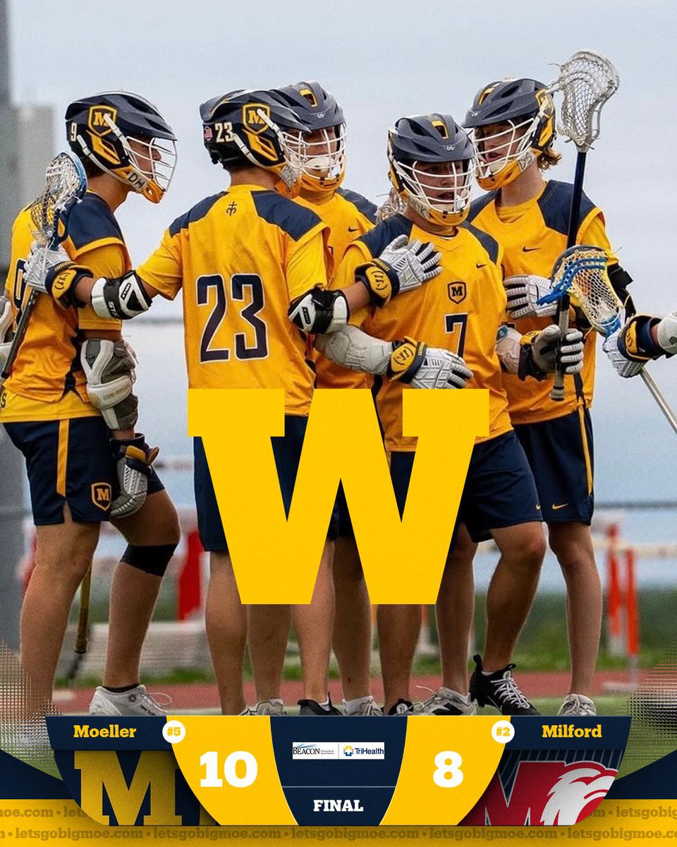Moeller_Lax's tweet photo. #5 Moeller knocks off #2 Milford on the road advancing to Friday night’s OHSAA Regional Final against #1 St. Xavier. #GoBigMoe https://t.co/fgRdW6u5h7