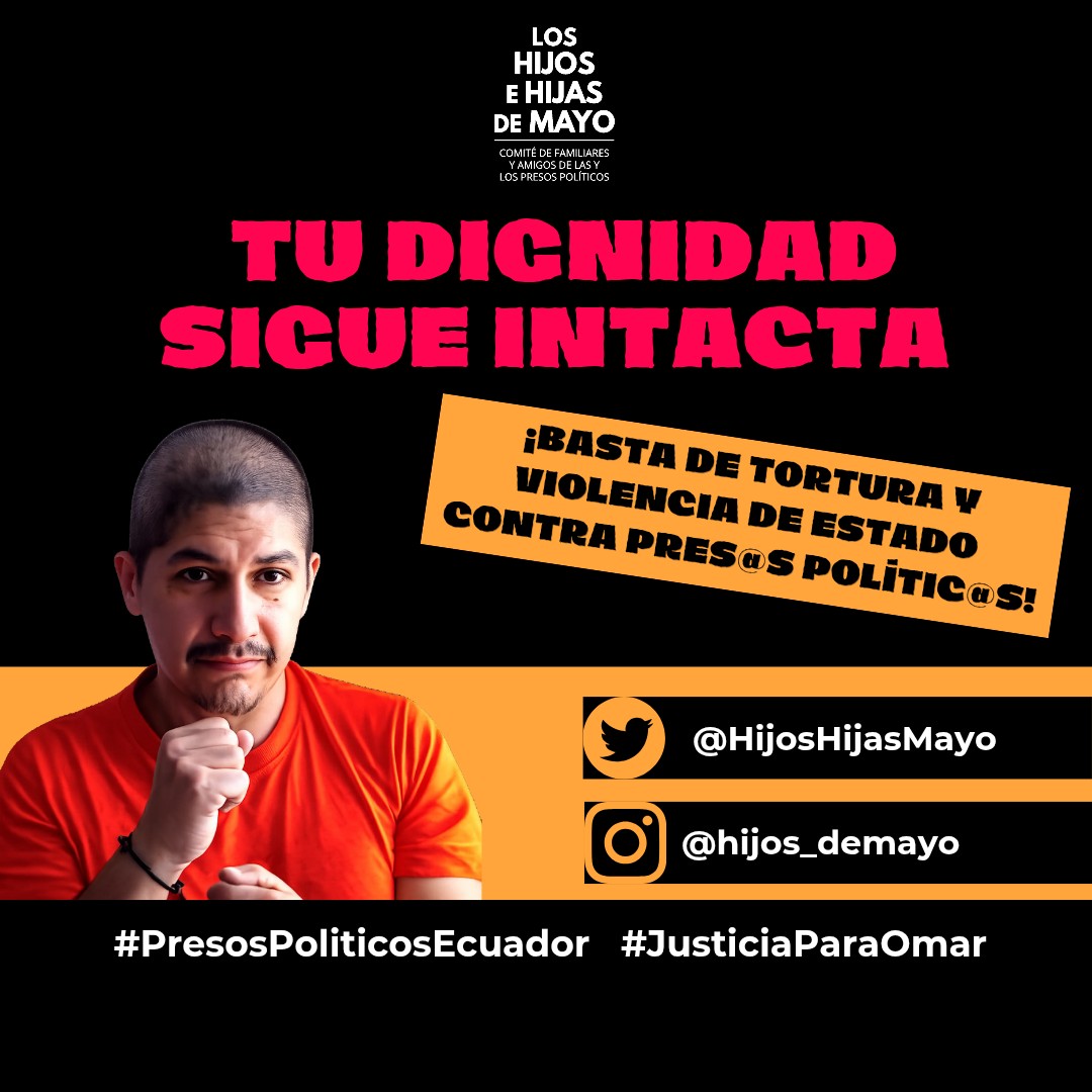 claudiamargs's tweet photo. Frente a las denuncias de tortura, violencia sexual, aislamiento e incomunicación contra presos políticos, el silencio no es una opción. Justicia para Omar Campoverde
#PresosPoliticosEcuador #JusticiaParaOmar #CarcelDelEncuentro #DDHH https://t.co/Lz7NQD4Q8r