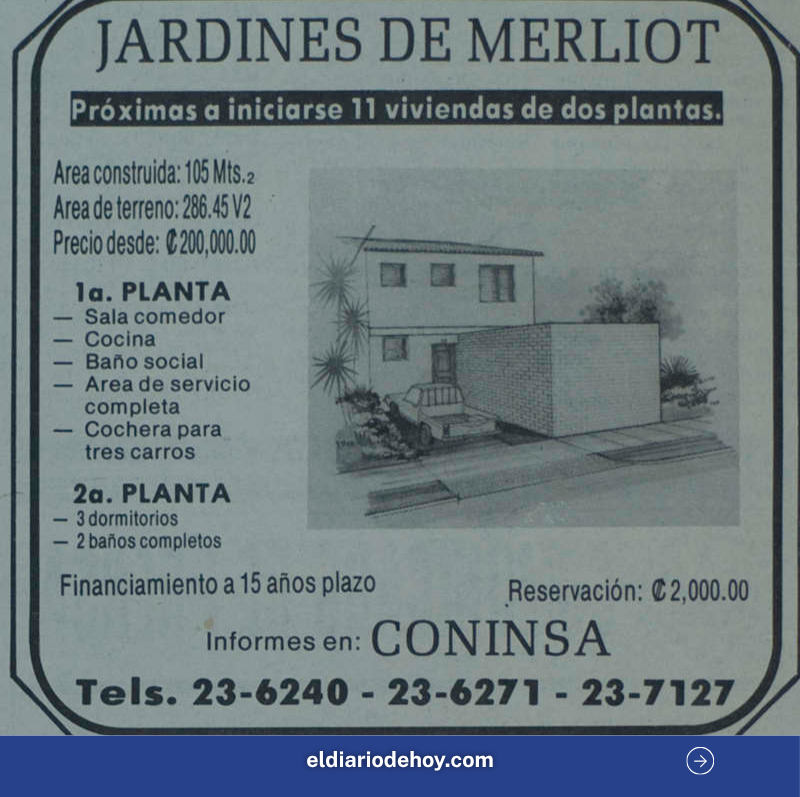 EDHNoticias's tweet photo. #Galería | 🏠📉 ¿Cuánto costaba comprar una casa en El Salvador antes de la dolarización? Un vistazo a los años 90 revela precios que hoy no alcanzarían ni para la prima de un terreno, en contraste con el alto costo actual de la vivienda. 

Encuentra más fotos aquí ➡️https://t.co/5IM3Kzq1Pj