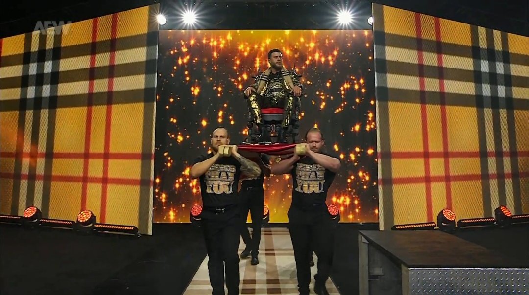 SKWrestling_'s tweet photo. MJF with a special entrance for winning the AEW World Title for a 3rd time.
#AEWDynamite https://t.co/KxFuGJesX5