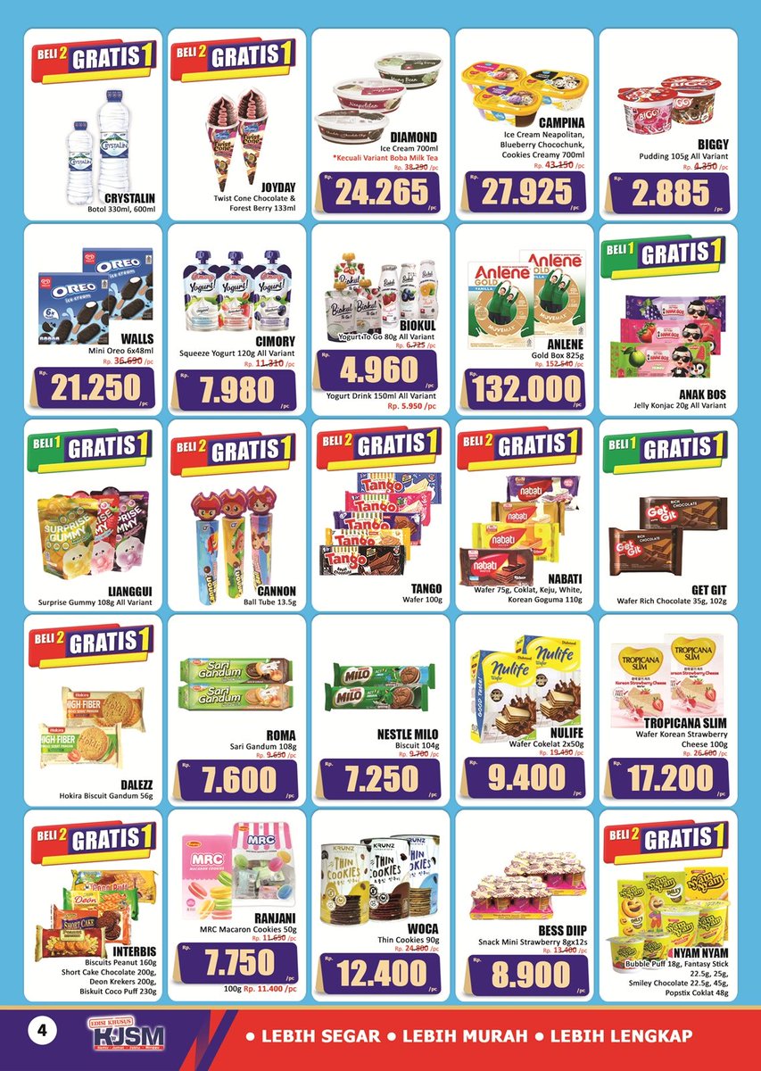 hariharips's tweet photo. Promo KJSM Halaman 1 – 4 Periode 28 Mei – 01 Juni 2026, berlaku di seluruh cabang HARI HARI Pasar Swalayan, kunjungi cabang terdekat kami &amp; selamat berbelanja. https://t.co/AxRui7qjk8