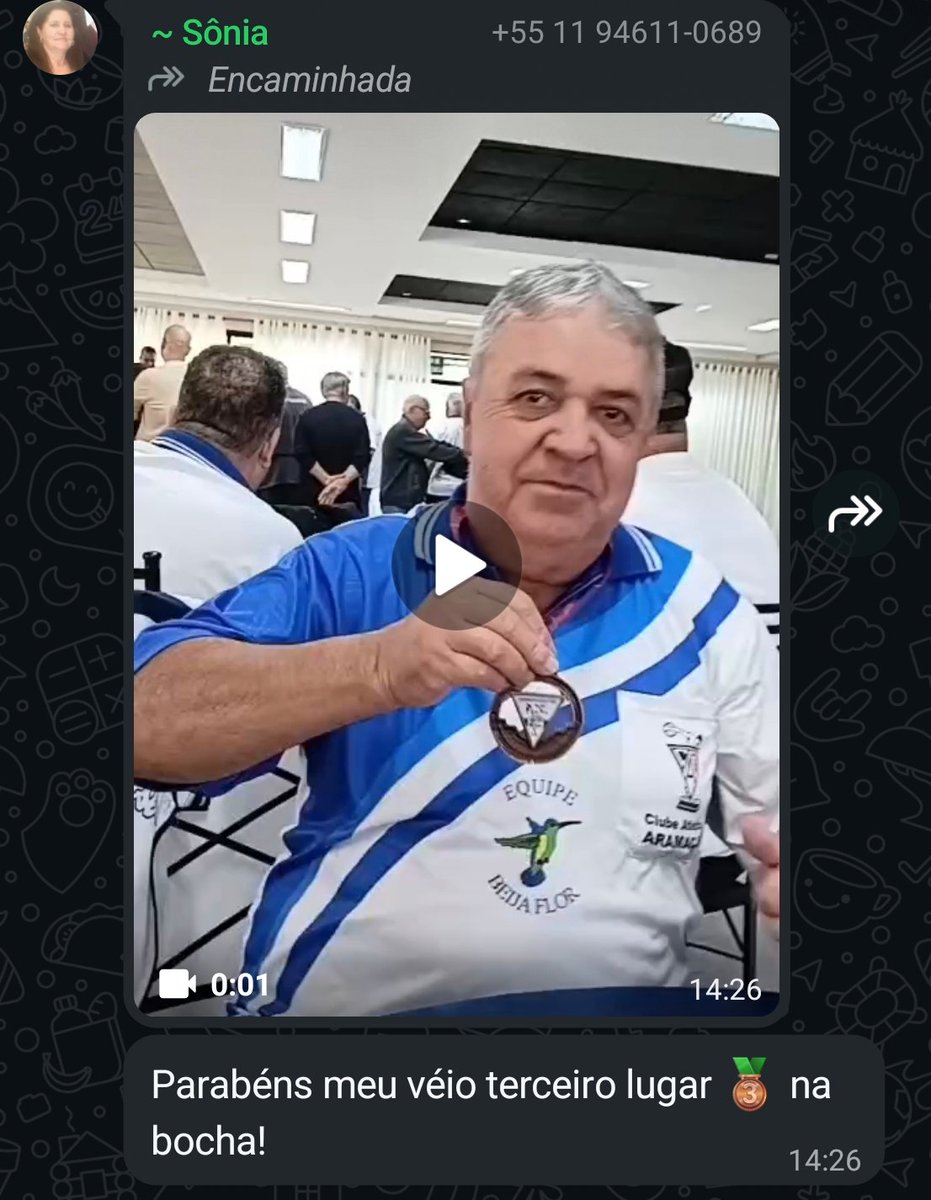 Victor_augustus's tweet photo. Aposentar é sonho, mas aposentar  

E estar casado a mais de 40 anos 

E  ganhar medalha na bocha 

E ser encaminhado no grupo da família pela conquista do terceiro lugar é algo que não consigo nem sonhar.

Tio Zito é o maior vitorioso que conheço https://t.co/FnfNpyLO2e