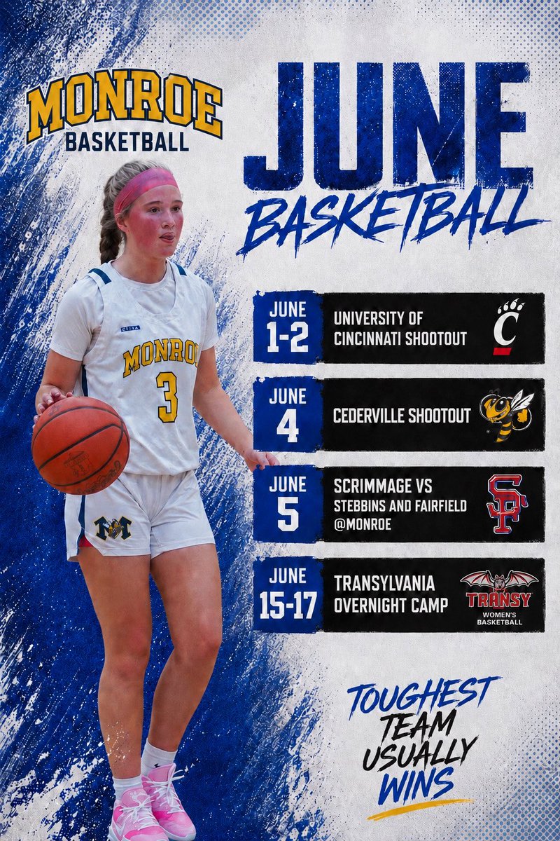 CallieFrazier03's tweet photo. June schedule!! Excited to compete with my high school teammates and make the most of every opportunity ahead! #BTA @LadyHornetsBB https://t.co/9ewdoWQZz6
