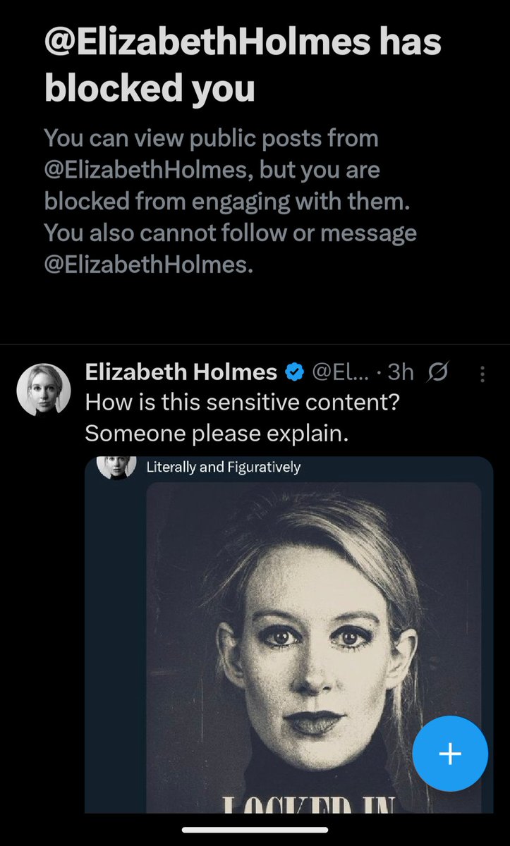 RealRushLimbane's tweet photo. @ELIZABETHHOLMES THE SENSITIVE LABEL IS APPROPRIATE, YOU'RE SO SENSITIVE THAT YOU BLOCKED ME AND WE'VE NEVER EVEN INTERACTED! 😆😆😆 https://t.co/VAt3RzyXs7