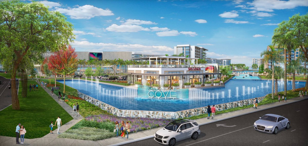 OfficialJoelF's tweet photo. A massive 125-acre development broke ground in Miramar today. 

Sunbeam — owner of WSVN — is building Miramar Cove, which will have:

- 2,874 residential units 
- 400k sf retail
- 125k sf class A office space
- 185-key hotel 
- 5.5-acre basin with gondolas & fountain
- 5 miles of walking paths

The project is expected to be completed end of 2028. It’s located off of Red Road & Miramar Parkway — just across the street from the TV station’s future studio currently under construction.
