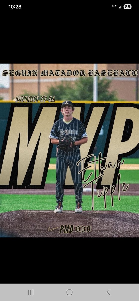 Ethan_Tipple's tweet photo. Great Junior season was District 27-5A 1st team all district MVP and team MVP.
Stats-
Hitting:               Pitching:
.367 AVG           53.2 IPs
.466 OBP          0.39 ERA
.569 SLG           .156 BAA
9 2B                    53 Ks
5 3B
2 In park HRs
21 RBIs
16 BB
26 SBs https://t.co/nRSrSBUzPa