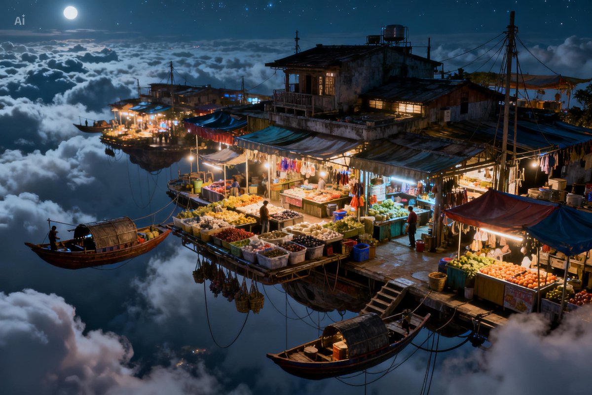 Moko1234559's tweet photo. Market in the Sky, part 2
#Fantasy #MarketInTheSky #AIArtwork #AIArtCommunity #AIHumanCollaboration #CapCut #FantasyWorld #SkyMarket #FloatingWorld #CinematicArt https://t.co/TISRW3HgdU