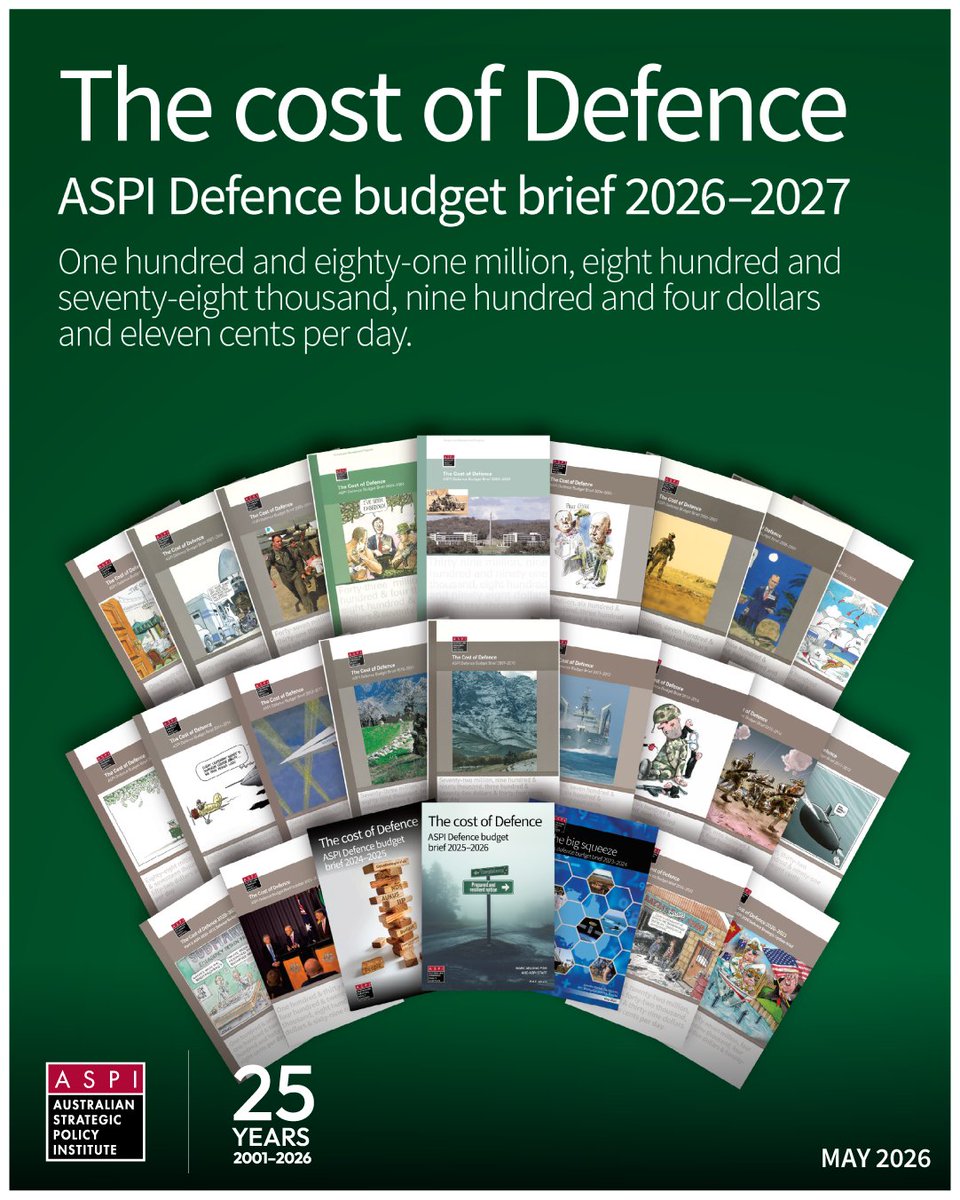 ASPI_org's tweet photo. NEW REPORT 📌 

ASPI has released its Cost of Defence budget brief for 2026-27.  

It warns the ADF is being asked to “carry the deterrence load with less”, as new defence investment remains backloaded while acquisition and sustainment spending falls.  

🔖: https://t.co/1sOKaIdwYl