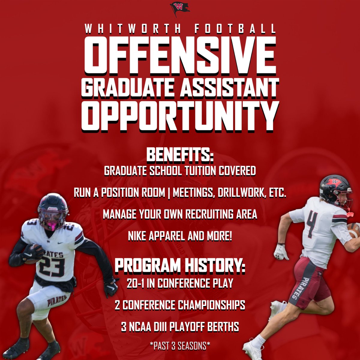 misseybryce's tweet photo. Looking to add a great coach to the program! Email references and resume to bmissey@whitworth.edu with “offensive GA” in the subject line. https://t.co/j3v3K1GY1n