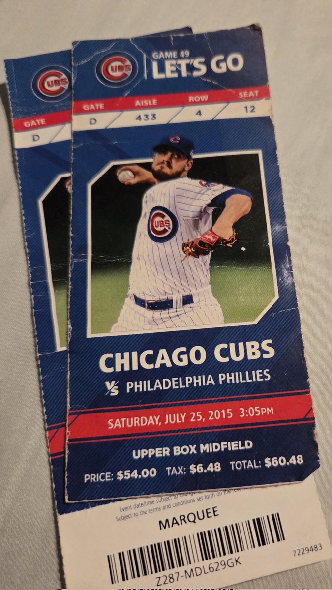 trox34's tweet photo. @carmendefalco I've been blessed to see 3 no hitters. Sox vs Rangers, 2007. Glad to see Sammy take that walk. And these 2. As bad as it was to see the Cubs get no-hit, I believe they had the longest streak in MLB for not being no hit. @jackmcgrath1000 https://t.co/zaJxxmJZrD