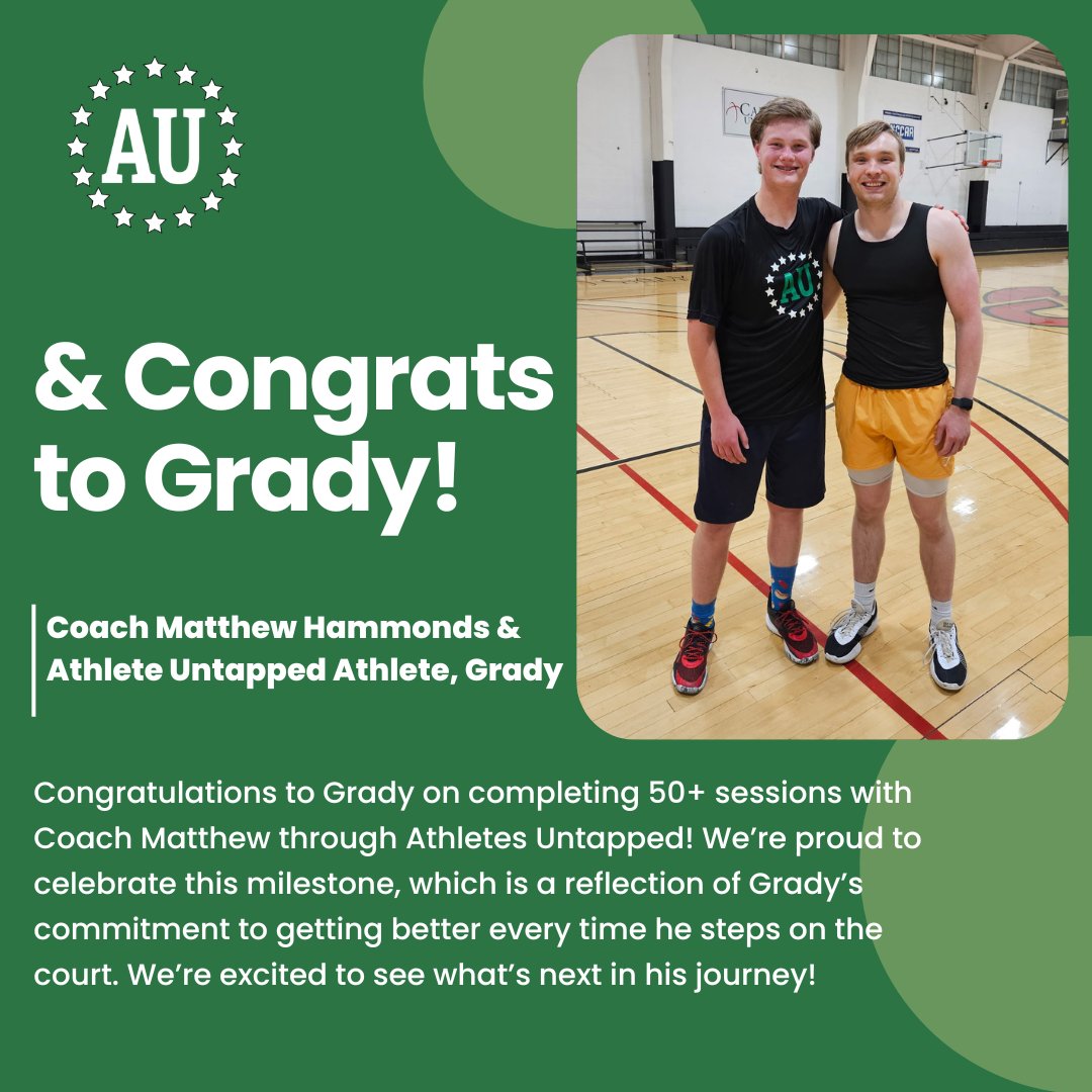 AthUntapped's tweet photo. Congrats to our Coach of the Week, Coach Matthew!  

He brings a strong background in shooting development &amp; nutrition coaching.  

We’re also celebrating  Grady for 50 sessions with Athletes Untapped!  

Matthew and Grady show what dedication and commitment can build. https://t.co/iPorncqqZJ