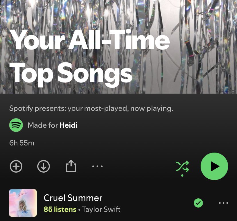 HeidiVids's tweet photo. Always a Swiftie 💚 @taylorswift13 @Spotify https://t.co/wxy3kJ1TF6