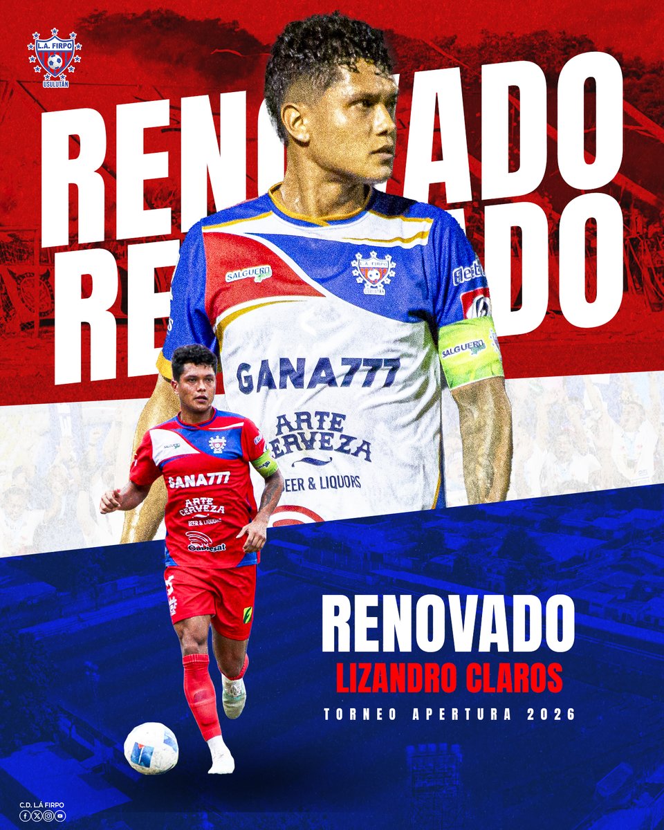 cdlafirpo_sv's tweet photo. 🫡Nuestro ©️apitán, Lizandro Claros, sigue al mando de este barco y renueva su compromiso para seguir defendiendo con orgullo estos colores. ❤️🤍💙💪 https://t.co/5g1aE6bDyw