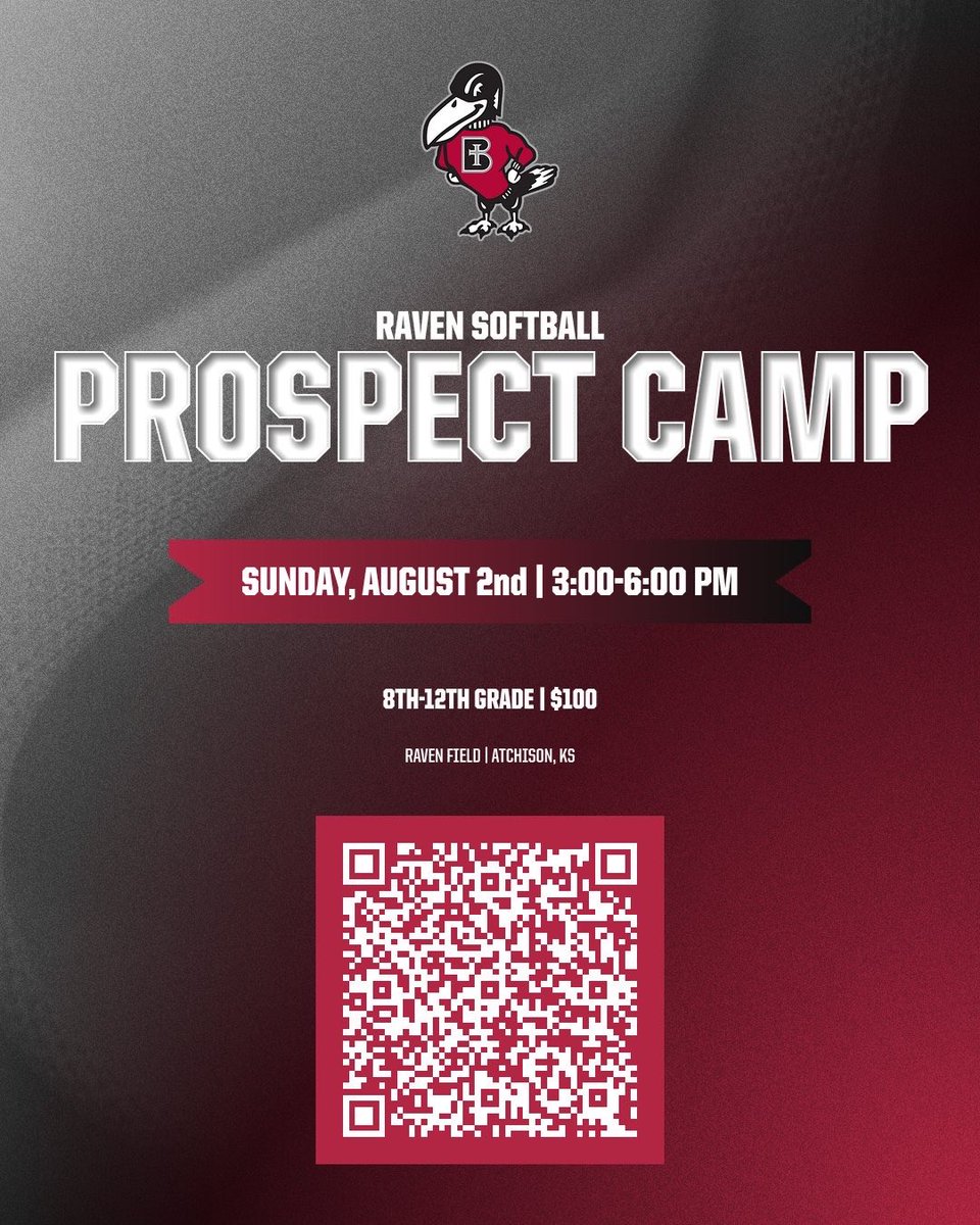 Raven_Softball's tweet photo. 𝗣𝗥𝗢𝗦𝗣𝗘𝗖𝗧 𝗖𝗔𝗠𝗣

3:00 - 6:00 𝘗𝘔
𝘊𝘰𝘴𝘵: $100
𝘈𝘨𝘦𝘴: 8𝘵𝘩-12𝘵𝘩 𝘎𝘳𝘢𝘥𝘦
𝘙𝘢𝘷𝘦𝘯𝘴 𝘍𝘪𝘦𝘭𝘥 | 𝘈𝘵𝘤𝘩𝘪𝘴𝘰𝘯, 𝘒𝘚

https://t.co/vVmJainS9M https://t.co/QGxhygk3bv