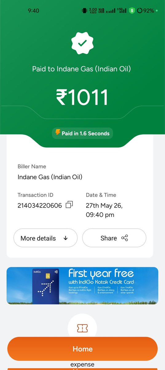 BABUPRATOSH's tweet photo. इंडेन गैस बुकिंग के लिए ₹1011 कट गए हैं (Txn ID: 214034220606, Date: 27 May), लेकिन बुकिंग नहीं हुई। कृपया जांचें और बुकिंग कन्फर्म करें या रिफंड दें।
@MoPNG_eSeva @IndianOilcl
 #IndaneGas https://t.co/qR2H9QX71z