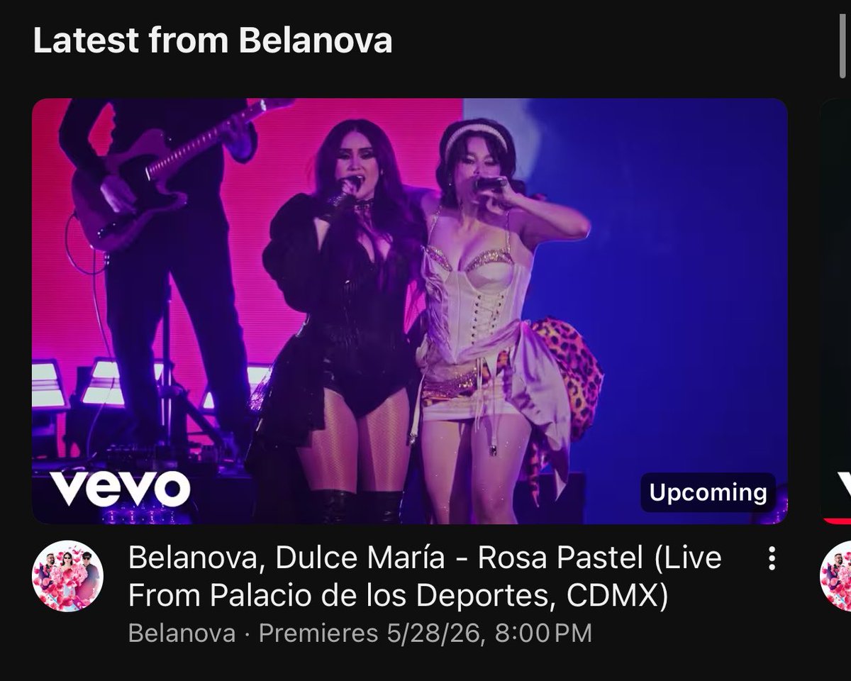 dulcemariaupp's tweet photo. ⚠️Ya puedes activar la notificación de la presentación de “Rosa Pastel” de @Belanova feat. @DulceMaria en vivo desde El Palacio de los Deportes por @YouTube 

— https://t.co/3YERCxzHTB https://t.co/pihxFSLYeh