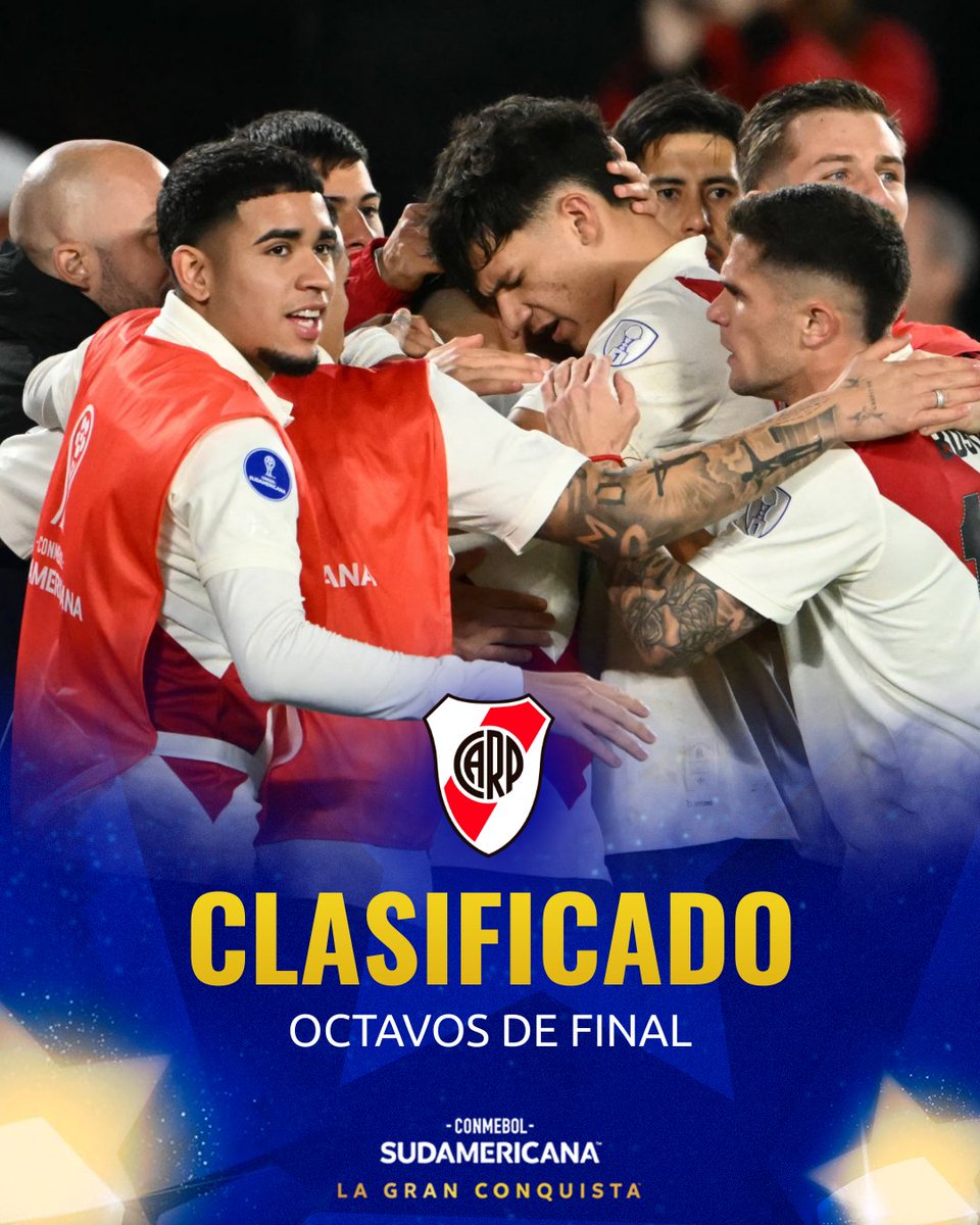 Sudamericana's tweet photo. 🔴⚪️🤩 ¡Millonario en Octavos! @RiverPlate se quedó con el 1° puesto del Grupo H

🏆 CONMEBOL #Sudamericana | #LaGranConquista https://t.co/Sgmq47vt2h