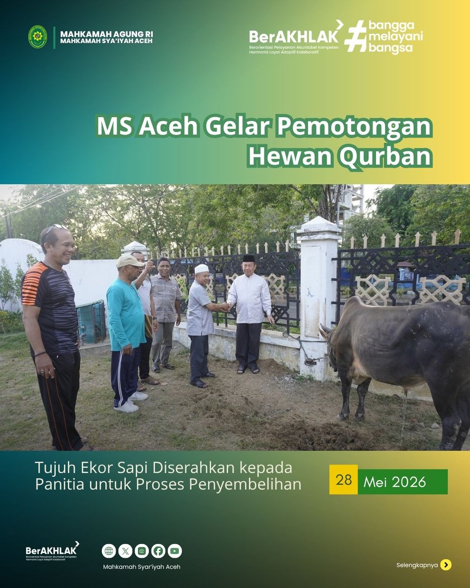 info_msaceh's tweet photo. MS Aceh Laksanakan Pemotongan 7 Ekor Hewan Qurban https://t.co/76JFkvZHSq