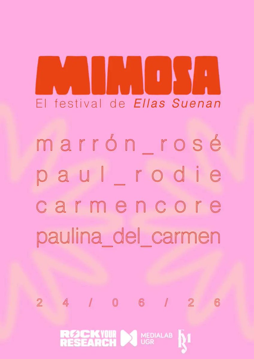 torressalinas's tweet photo. Ya está aquí nuestro festival MIMOSA 💖Ellas suenan 💙Fundación Miguel Ríos 💚Rock your Research. Con 4 supergrupos, el 24 de Junio en la mítica Planta Baja de Granada, Entrada Libre.
Fuck the paper 🤟🤟
Más info >> https://t.co/fmXUoRo5EO https://t.co/aNDQopvy0K