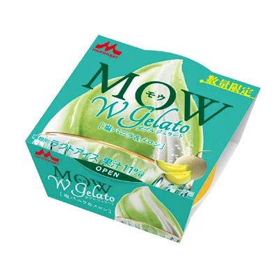 icemania's tweet photo. 【新商品】人気アイス「MOW」から新作！夏限定の新シリーズが“初”登場!!✨

森永乳業『MOW（モウ）Wジェラート 塩バニラ＆メロン』🍈

メロン果汁を22%使用した本格的な味わいのメロンジェラートと、ロレーヌ産岩塩を加えた塩バニラジェラートをマーブル状に充填し、2つの味の組み合わせが楽しめます。

6月8日（月）より全国にて数量限定発売！ブックマーク必須案件です♪
