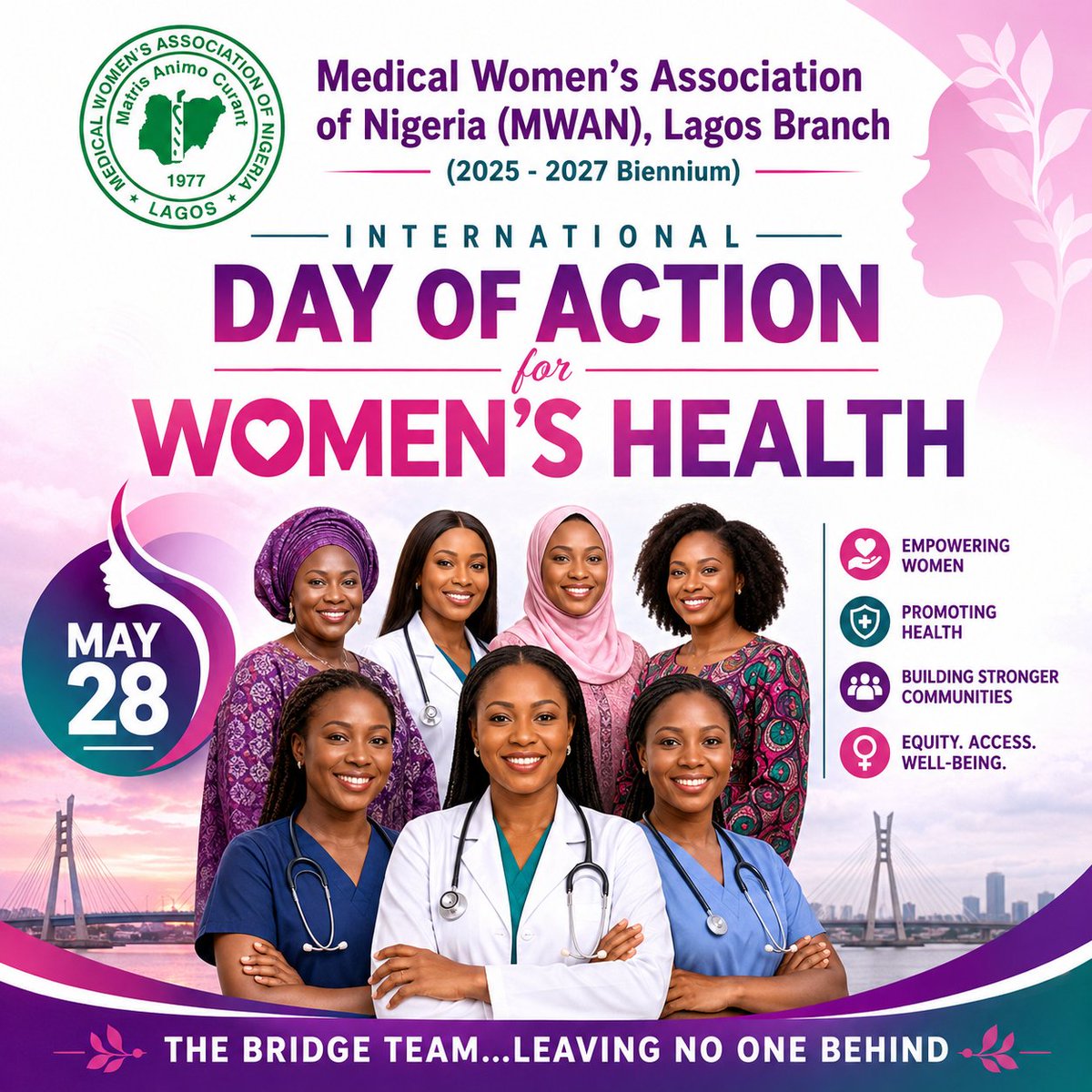 mwanlagos's tweet photo. We join the world to mark the International Day of Action for Women's Health, a powerful reminder that women’s health is a human right.

Women’s health is the foundation of thriving families and resilient communities.
Let’s act boldly. Let’s act together

THE BRIDGE TEAM '25 https://t.co/GVHMuqgKfs
