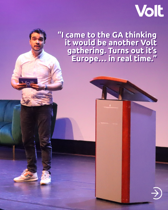 VoltEuropa's tweet photo. Ever been to a Volt General Assembly? What surprised you most? We’re reading all your comments! 💜 

Grab the last remaining tickets here: https://t.co/mCDolsG3Ny https://t.co/ILAnOezBl0