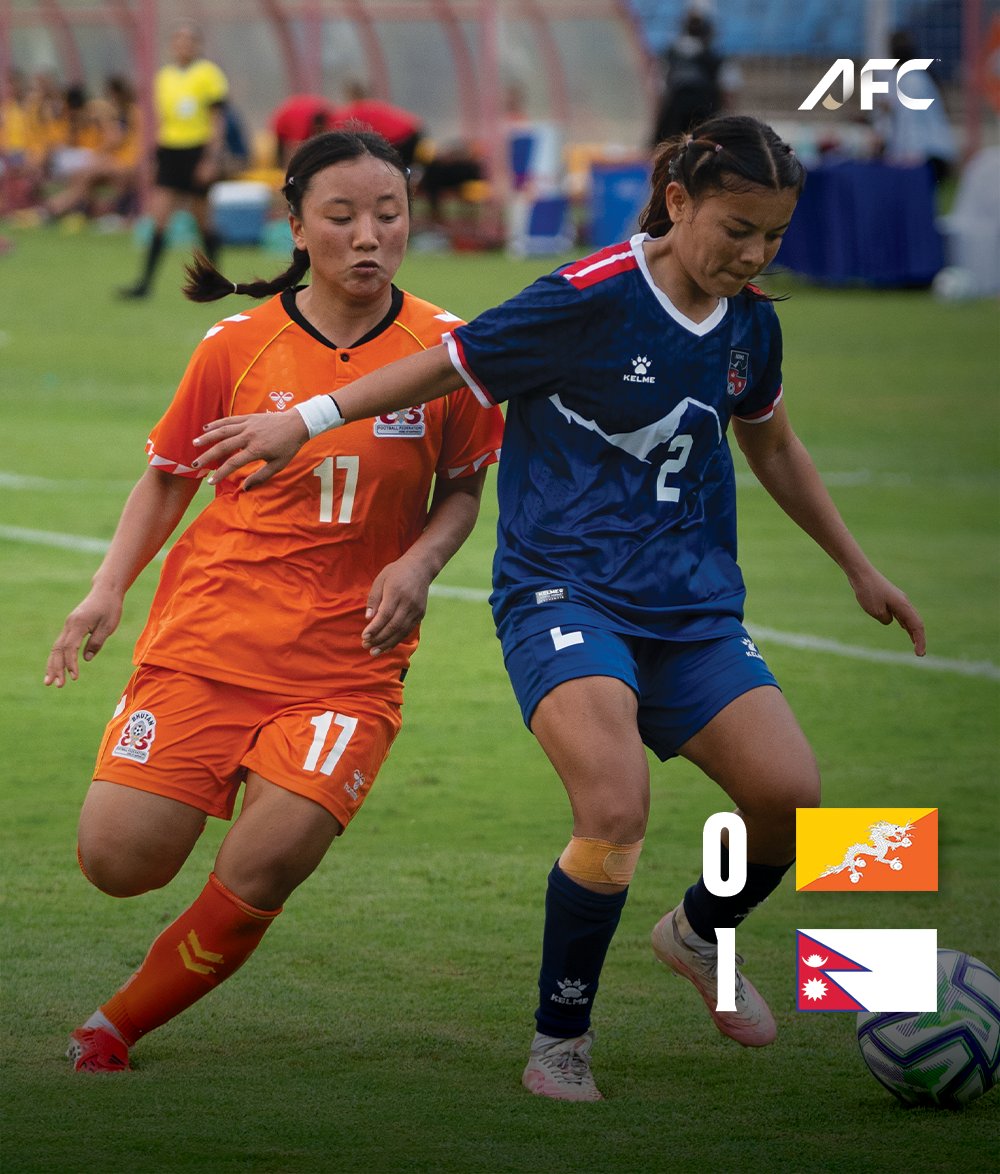 TheAWCL's tweet photo. FT | 🇧🇹 Bhutan 0️⃣-1️⃣ Nepal 🇳🇵

Nepal begin on the front foot in Group A of 2026 SAFF Women's Championship! https://t.co/VdNtbNilU1
