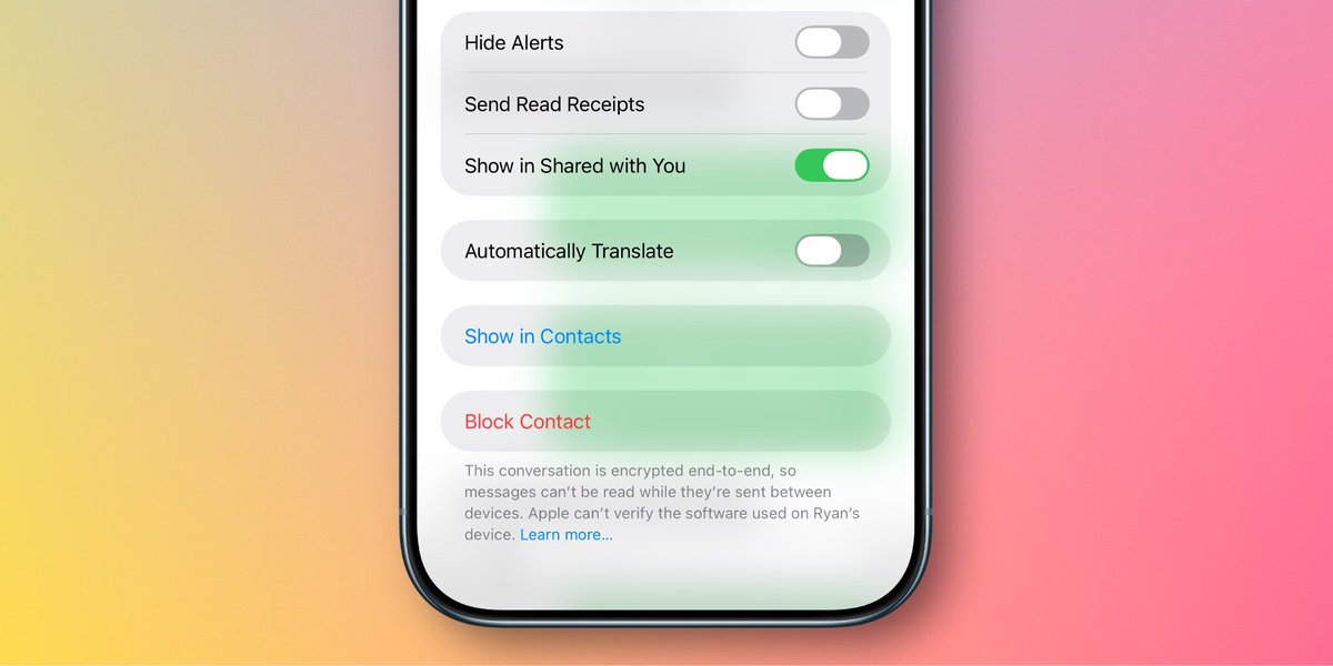 AppleX4_'s tweet photo. iOS 26.5 trae cifrado de extremo a extremo en RCS 🔒
Ya no hace falta envidiar al iMessage: si tu operadora y la de tu contacto lo soportan, verás el candadito arriba del chat. Eso sí, sigue en beta.
¿Notas la diferencia al chatear con Android ahora?

#AppleX4 #iOS265￼ https://t.co/5SsNKA52yE
