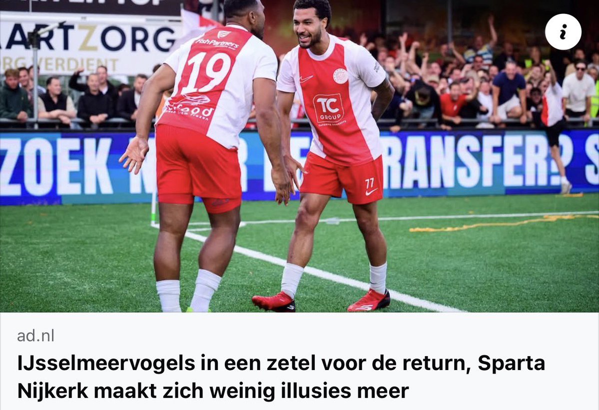 bu_spa's tweet photo. IJsselmeervogels in een zetel voor de return, Sparta Nijkerk maakt zich weinig illusies meer. IJsselmeervogels heeft Sparta Nijkerk in de heenwedstrijd van de eerste nacompetitieronde om een plek in de tweede divisie een linkse directe verkocht. https://t.co/zR7cJg3IEo https://t.co/jtCErG5SEy