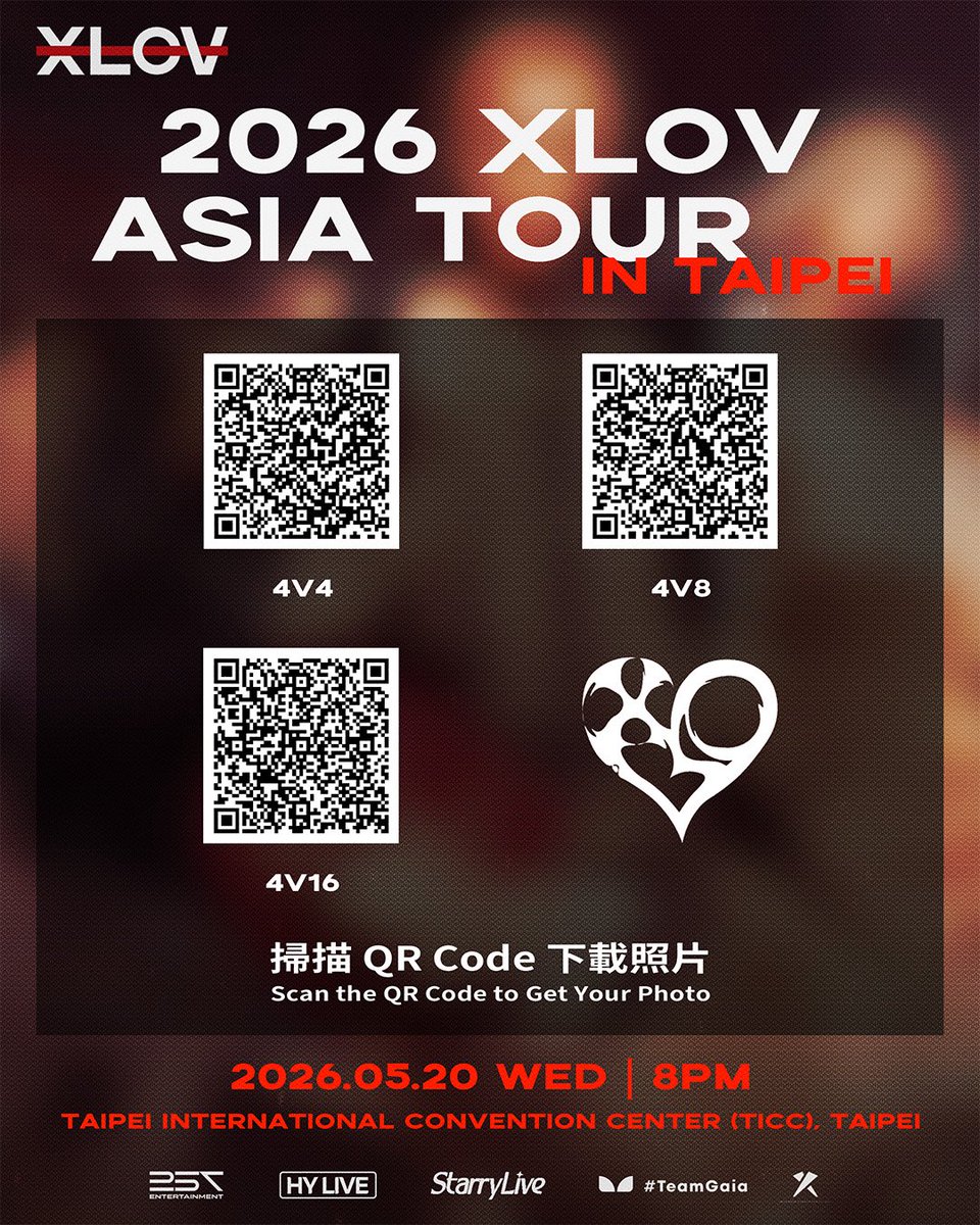 StarryLiveEnt's tweet photo. 2026 XLOV ASIA TOUR IN TAIPEI
 
EVOL 們久等了！台北粉絲合照終於來啦～ 📸
 
感謝每一位 EVOL 的耐心等待，以及一路以來的支持。
沒有你們，就不會有 XLOV 這段珍貴又難忘的旅程。
 
是你們無與倫比的熱情與吶喊，
讓我們將所有忐忑，化成繼續前行的勇氣。
 
請把這些回憶好好珍藏在心裡吧。
EVOL，期待下一次與你們相見時，我們都能變得更加閃耀。💖
 
【台北】
📆 2026.05.20 | 8PM | All Ages
📍 Taipei International Convention Center (TICC)
 
主办单位 @starryliveent 落地协办 @gaia_entertainment_
 
🎤 SHOW DAY
 
EVOL, thank you for waiting — the Taipei group photos are finally here! 📸
 
Thank you to every EVOL for your patience and support throughout this journey. Without you, none of these precious and unforgettable moments with XLOV would have been possible.
 
It was your incredible passion and cheers that turned all our nervousness into the strength to keep moving forward.
 
Please keep these memories close to your heart. EVOL, we hope that by the time we meet again, we’ll all be shining even brighter together. 💖
 
【Taipei】 📆 2026.05.20 | 8PM | All Ages 📍 Taipei International Convention Center (TICC)

#XLOV #엑스러브
#XLOVTour2026 #XLOVinAISA #257Entertainment #HYLIVE #Starrylive
