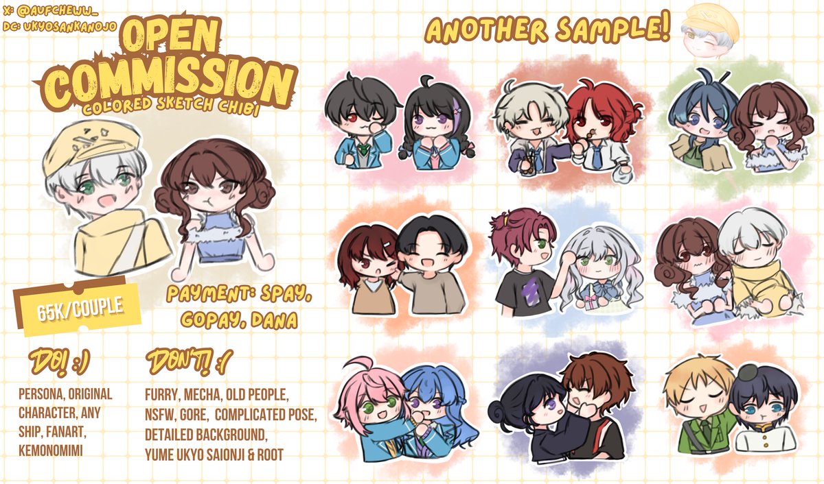 aufcheww_'s tweet photo. [ ♡ + ↻ are much appreciated!]

SEMI-URGENT😿 (local only)
Aufa mau mencari pemasukan, jadi Aufa open commission! :3 Kalau berminat atau mau tanya² dulu, boleh banget DM yapp~! 💛🫰🏻

#opencommission #commission https://t.co/MHbUGbp9Mb