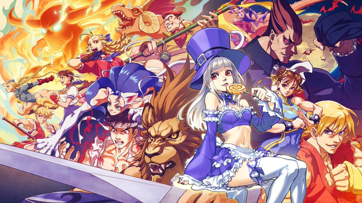 FGAnniversaries's tweet photo. Ingrid World Tour artwork featuring characters from Capcom Fighting Evolution &amp; Street Fighter Alpha 3 Max. https://t.co/lmNPbG08Yn
