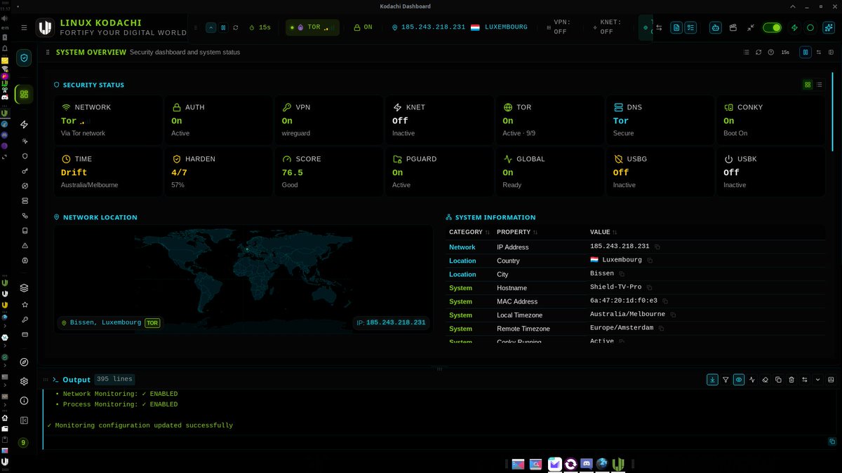Nickis796896753's tweet photo. Kodachi lives again 🦾  @warith2020
Linux Kodachi V9.01 has been revived after almost 2 years of silence — Warith is back at the helm.

Privacy‑focused. Hardened. Pre‑configured for anonymity.  
VPN → Tor → DNSCrypt → leak protection. 

Download: https://t.co/q0lHEFuW7Z https://t.co/vrekdufUhg