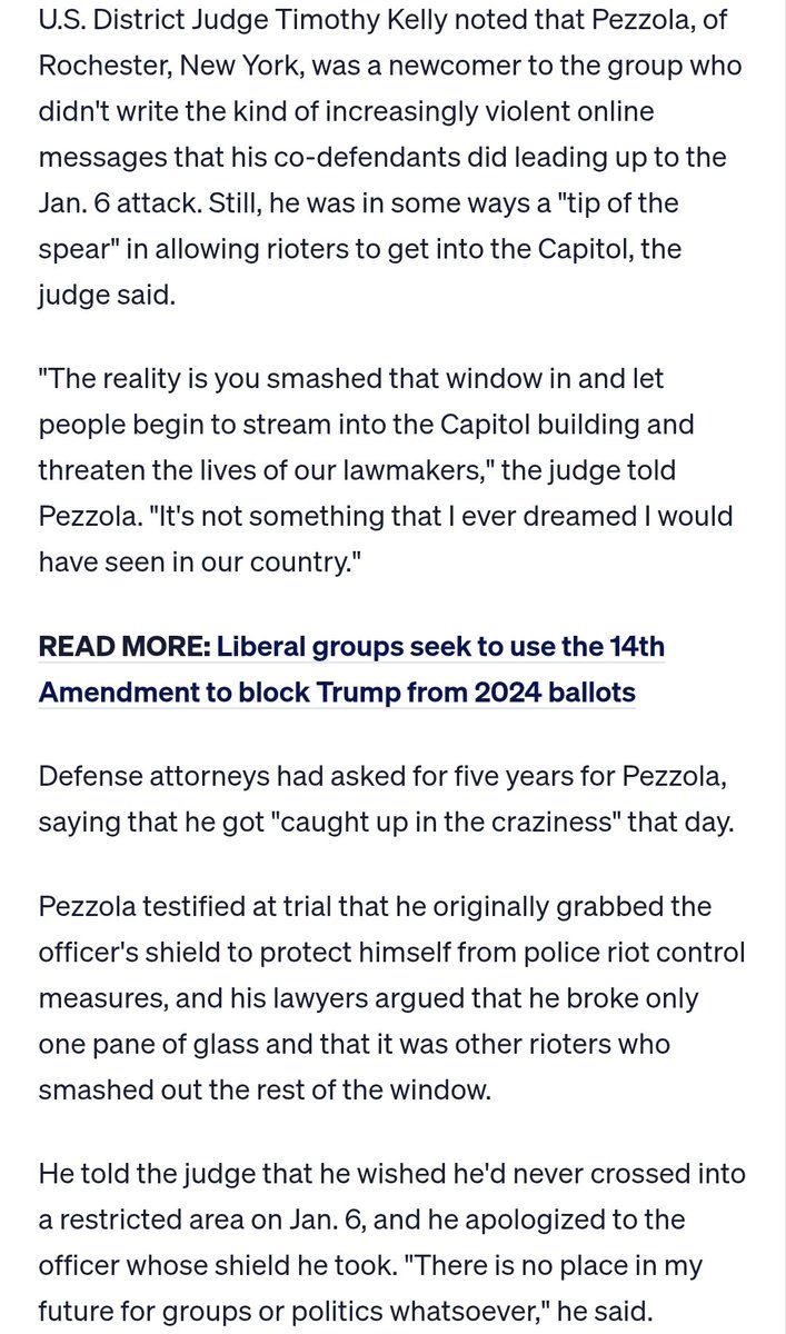 YeahRyy's tweet photo. Federal agents being placed in huge crowds at protests is normal protocol. 

Again, you live in a MAGA-made-up fantasy world where you refuse to let any facts snap you out of it. So I doubt you'll care, but here's the Proud Boys member who was the first to breach the Capitol building by smashing through the window with a riot shield he stole from an officer and letting the first crowd of people to pour in.

Not a single thing mentioned about undercover agents or instigators. Again, you have NO CLUE about what went down that day.
