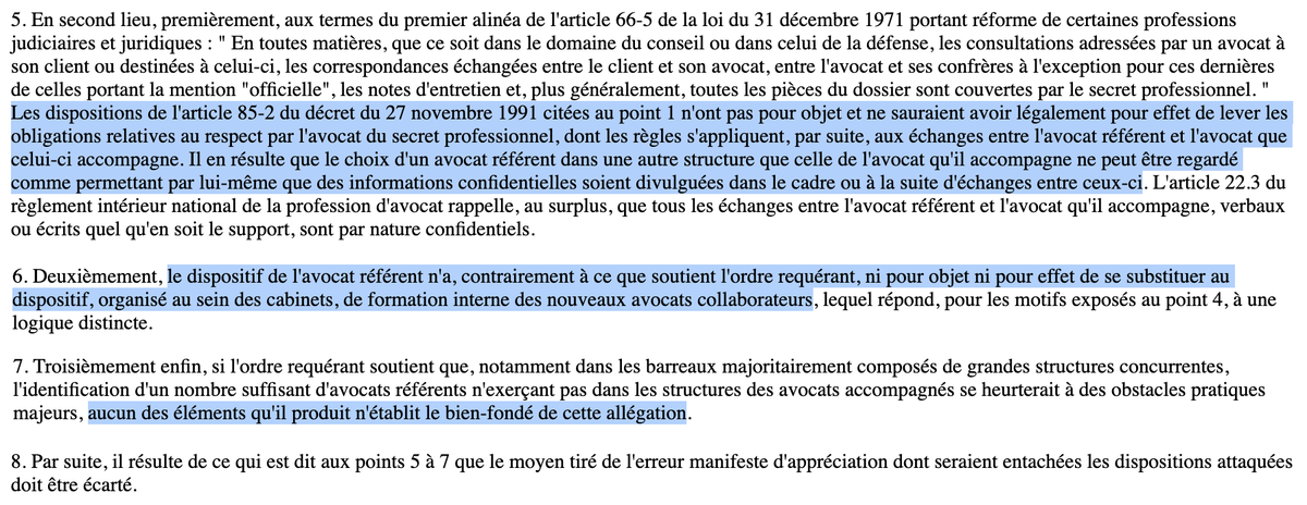 N_Hervieu's tweet photo. Avocat : Le @Conseil_Etat valide la création par le @CNBarreaux d'un « avocat référent » qui accompagne les jeunes avocats (deux 1ères années).

L'avocat référent ne doit pas exercer dans la même structure que l'avocat accompagné.

Mais leurs échanges sont couverts par le secret. https://t.co/FWTFjyk3kQ