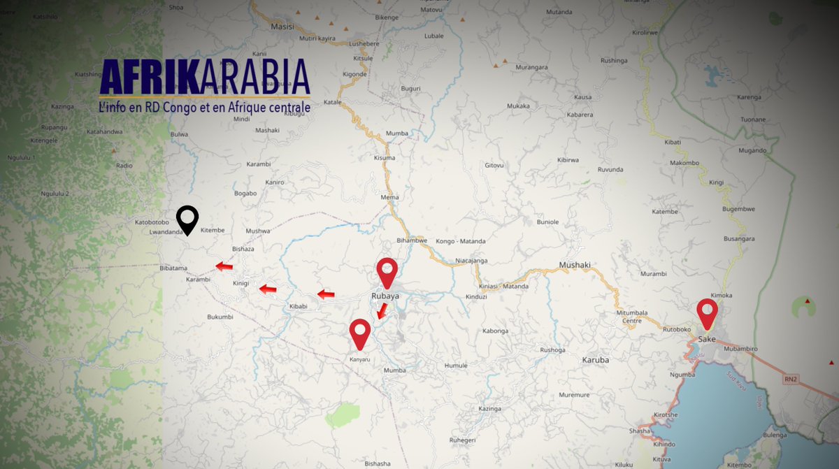 afrikarabia's tweet photo. 🔴#RDC #Masisi Après l'offensive pro-gouvernementale des 18-19 mai sur #Rubaya, les rebelles de l'#AFC #M23 ont finalement repris le 27 mai les villages de #Kasenyi #Kanyaru et #Runigi contraignant les supplétifs #Wazalendo à se replier 20km à l'Ouest de #Rubaya. https://t.co/8w10gRgMnd