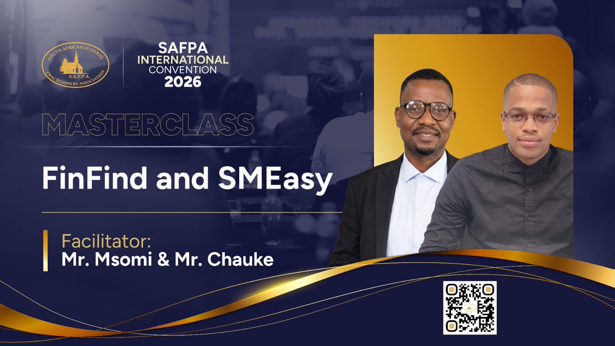 finfindeasy's tweet photo. Mike and Njabulo have been representing Finfind and SMEasy at the South African Funeral Practitioners Association (SAFPA) Convention at the ICC. The have both presented at a Masterclass each day on funding readiness and access to finance. https://t.co/494wPu3fOD https://t.co/GtcniOZPJ3