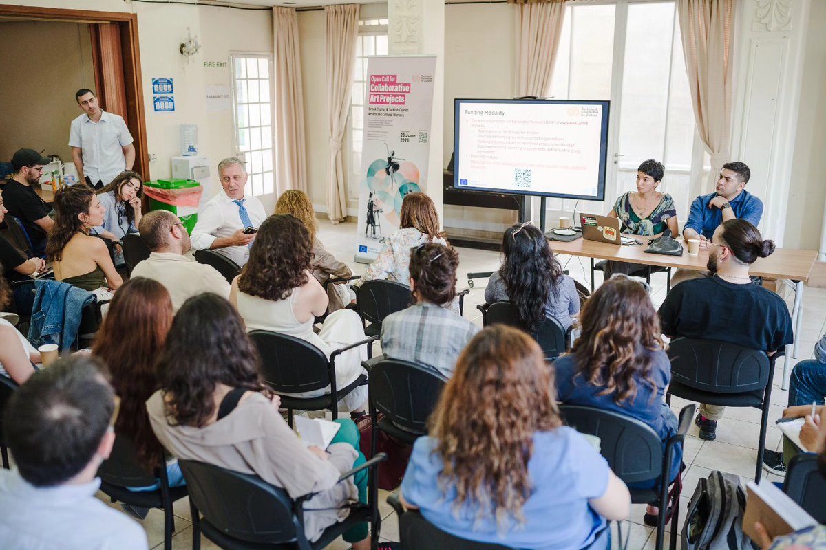 UNDPCY's tweet photo. Artists &amp; cultural practitioners joined the Technical Committee on Culture’s Open Call info session for Collaborative Art Projects 2026. From eligibility to evaluation, key insights were shared. Missed it? Online sessions (in GR/TR) on 4 June.
Apply: https://t.co/BadVQpwxUg https://t.co/HFBMcGDWZ7