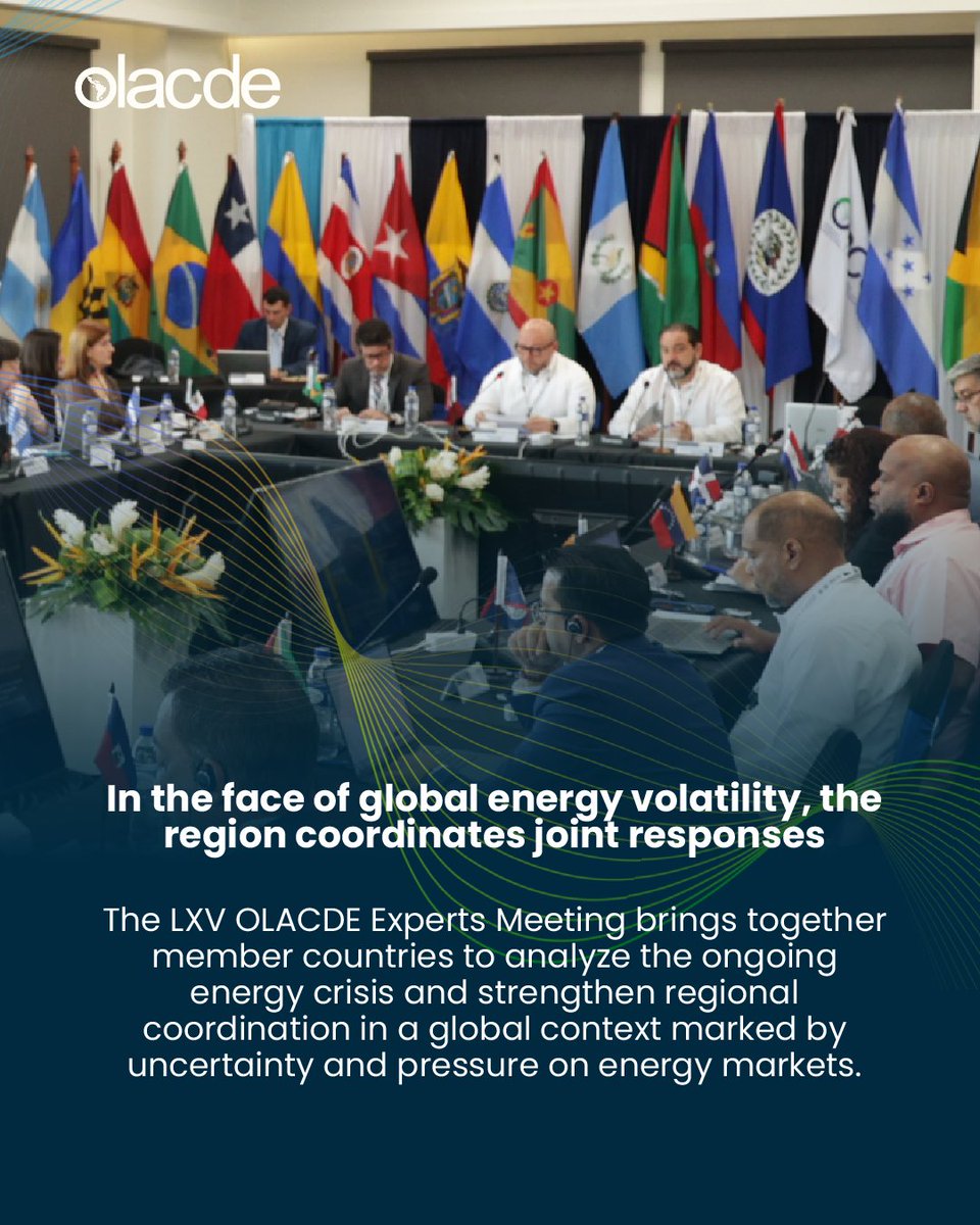 OLACDEORG's tweet photo. 🌎⚡ Latin America and the Caribbean advance actions to strengthen regional integration

The LXV OLACDE Experts Meeting brought together member countries in Belize to advance regional energy coordination in a context marked by global uncertainty and pressure on energy markets.

This technical platform enables the development of proposals that will guide the upcoming Ministerial Meeting, strengthening energy resilience and consolidating a shared agenda for the region’s sustainable development.

🤝 Regional integration remains the key to addressing energy challenges and building joint solutions for Latin America and the Caribbean.

#OLACDE #EnergyIntegration #Energy #EnergyTransition #LatinAmerica

-

🌎⚡ América Latina y el Caribe articula acciones para fortalecer la integración regional

La LXV Junta de Expertos de OLACDE reunió a los países miembros en Belice para avanzar en
la coordinación energética regional, en un contexto internacional marcado por la incertidumbre y la presión sobre los mercados.

Este espacio técnico permite definir las propuestas que guiarán la próxima Reunión de Ministros, fortaleciendo la resiliencia energética y consolidando una agenda común para el desarrollo sostenible de la región.

🤝 La integración regional sigue siendo el eje para enfrentar los desafíos energéticos y construir soluciones conjuntas para América Latina y el Caribe.

#OLACDE #IntegraciónEnergética #Energía #TransiciónEnergética #AméricaLatina